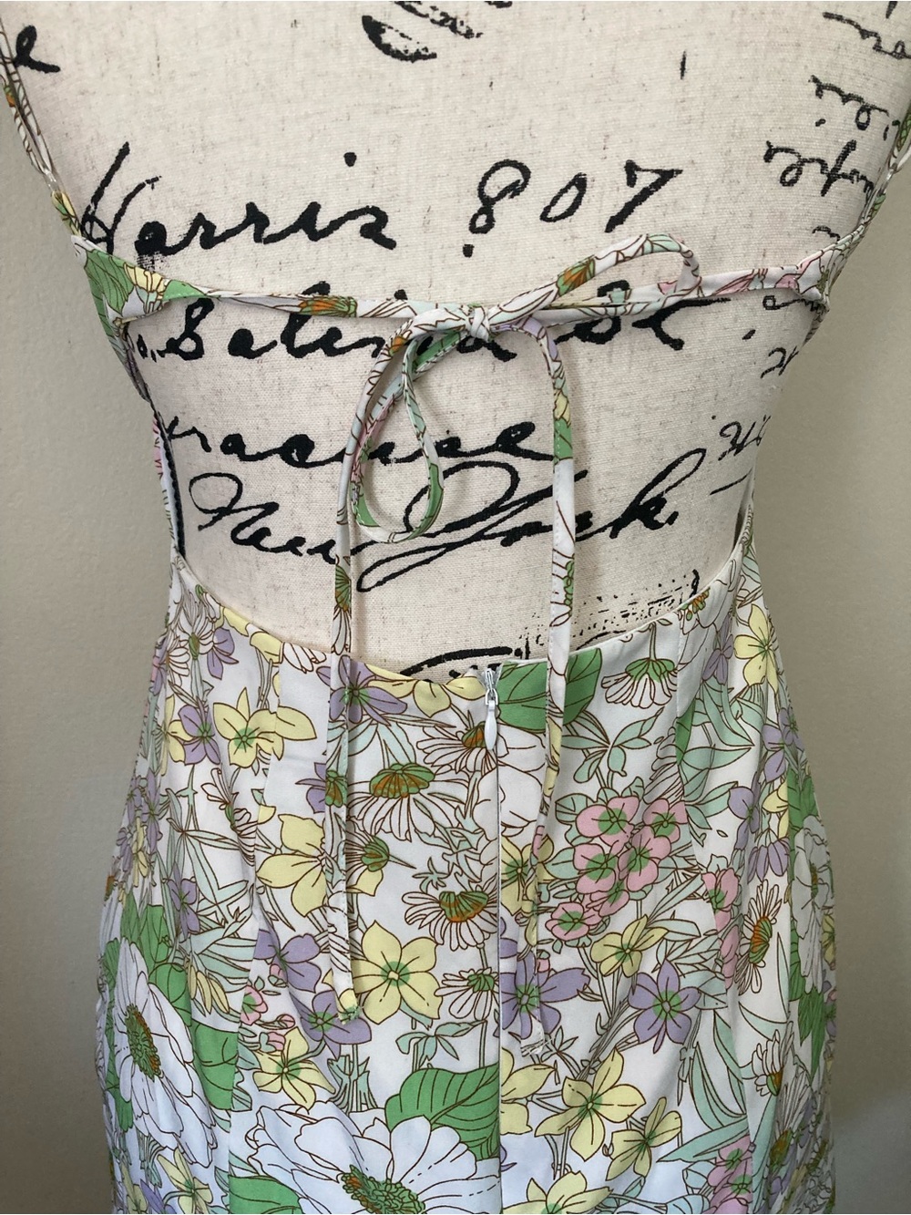 RSQ Tilly’s white floral spaghetti-strap mini dress, pink/green/yellow, size M - Picture 6 of 10